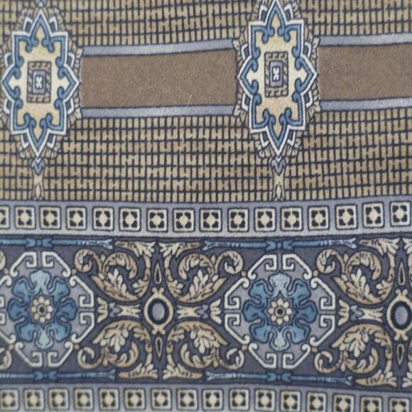 Henry Grethel Baroque Print Blue Brown Floral Wide Silk Tie - Picture 2 of 6